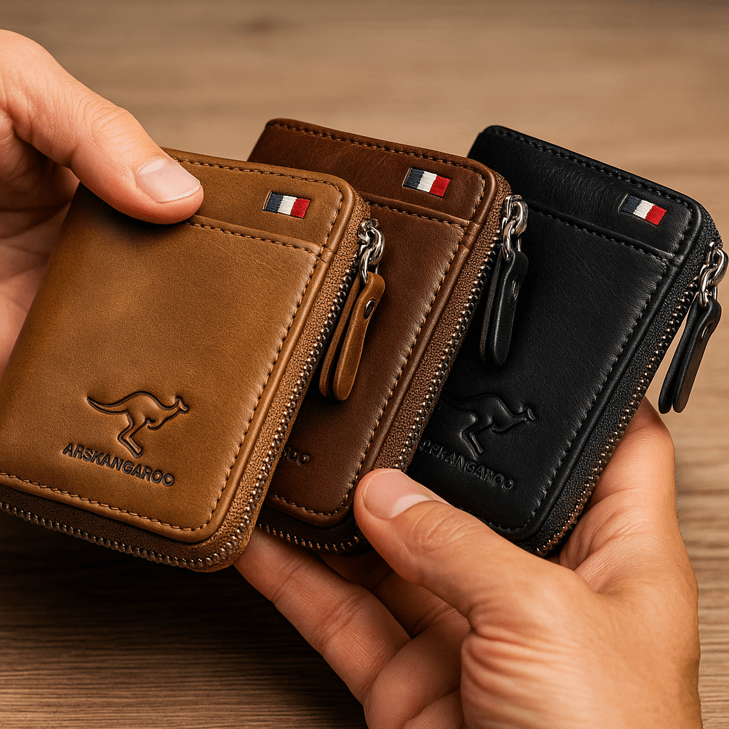 Gaze Vault – Herren-Geldbörse mit Reißverschluss & RFID-Schutz aus Leder