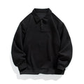 Herrenpullover aus Baumwolle mit Polokragen in Tiefschwarz – eleganter Langarmstil für Männer
