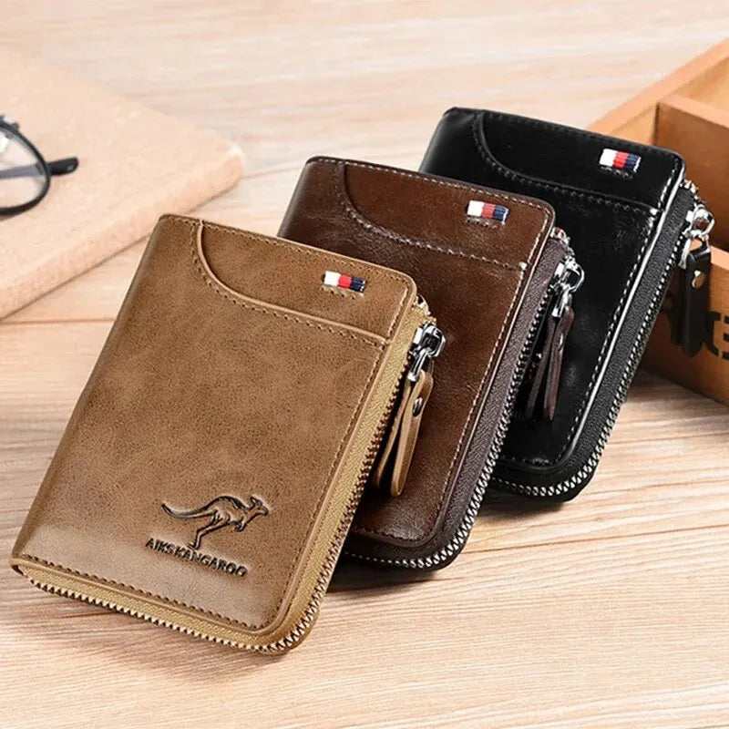 Gaze Vault – Herren-Geldbörse mit Reißverschluss & RFID-Schutz aus Leder